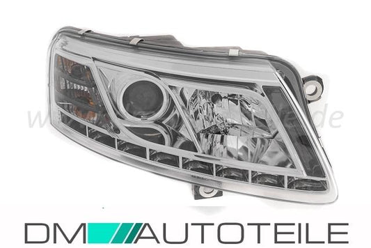 Audi A6 4F Klarglas Chrom Scheinwerfer Rechts & Links mit echtem Tagfahrlicht 04-08