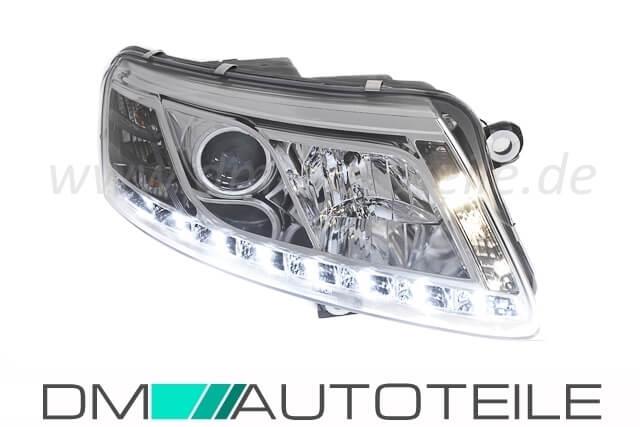 Audi A6 4F Klarglas Chrom Scheinwerfer Rechts & Links mit echtem Tagfahrlicht 04-08