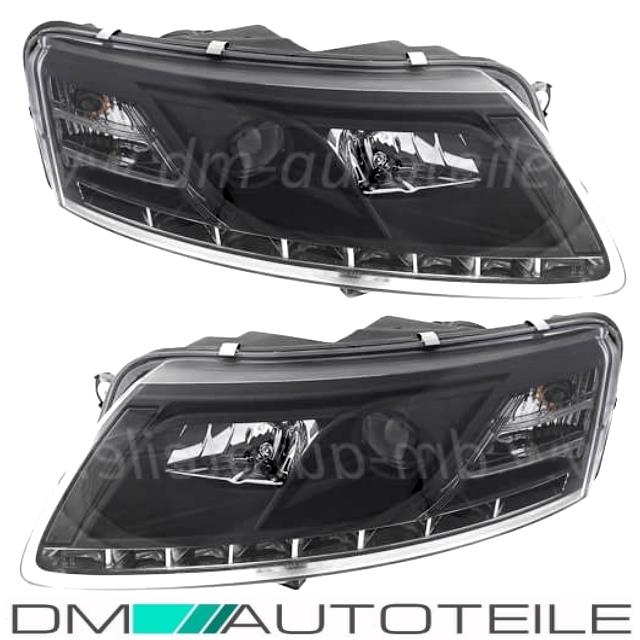 Audi A6 4F Klarglas Schwarz Scheinwerfer Rechts & Links mit echtem Tagfahrlicht 04-08