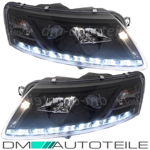 Audi A6 4F Klarglas Schwarz Scheinwerfer Rechts & Links mit echtem Tagfahrlicht 04-08