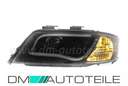Set Audi A6 4B Scheinwerfer Tagfahrlicht Tube-lights Schwarz Halogen H1/H1 97-01