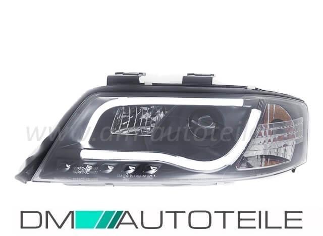 Set Audi A6 4B Scheinwerfer Tagfahrlicht Tube-lights Schwarz Halogen H1/H1 97-01