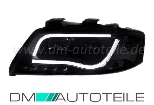 Set Audi A6 4B Scheinwerfer Tagfahrlicht Tube-lights Schwarz Halogen H1/H1 97-01