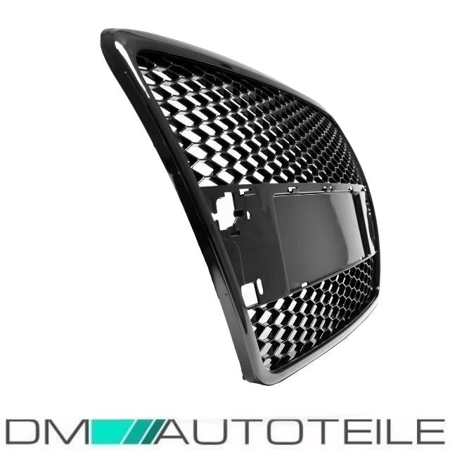 Kühlergrill Wabengrill Schwarz Hochglanz + Kennzeichenplatte passend für Audi A6 C6 Bj 04-09 RS6