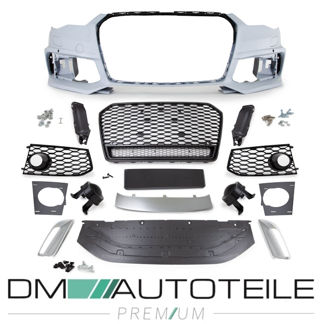 Sport-Stoßstange vorne + Wabengrill schwarz glanz passt für Audi A6 4G ab 2014-2018 kein RS6
