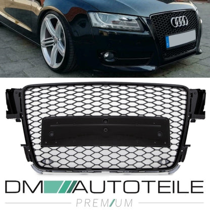Kühlergrill Grill Wabendesign hochglanz Schwarz lackiert passt für Audi A5 8T Baujahr 2007-2011