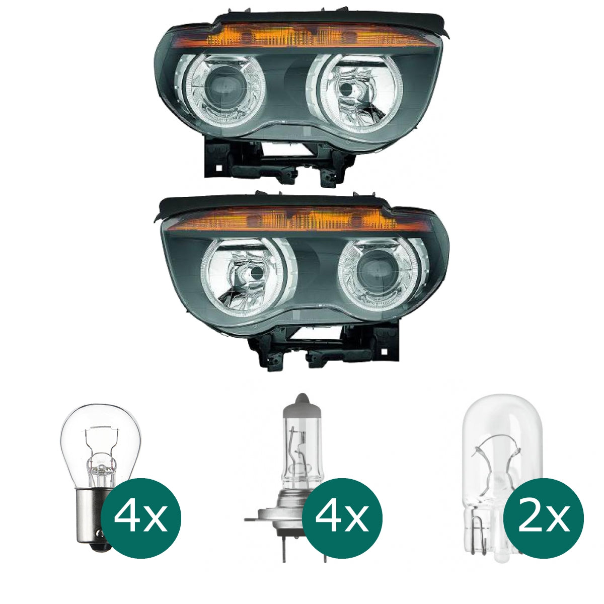 Halogen Scheinwerfer H7/H7 links passt für BMW 7er E67 Vorfacelift ab 2001-2005 inklusive Leuchtmittel/Birnen