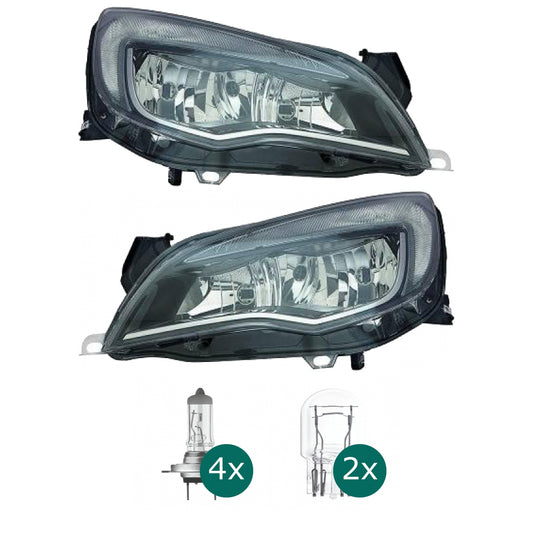 Scheinwerfer H7 + TGFL Depo links passt für Opel Astra J Stufenheck ab 12-15 inklusive Leuchtmittel/Birnen