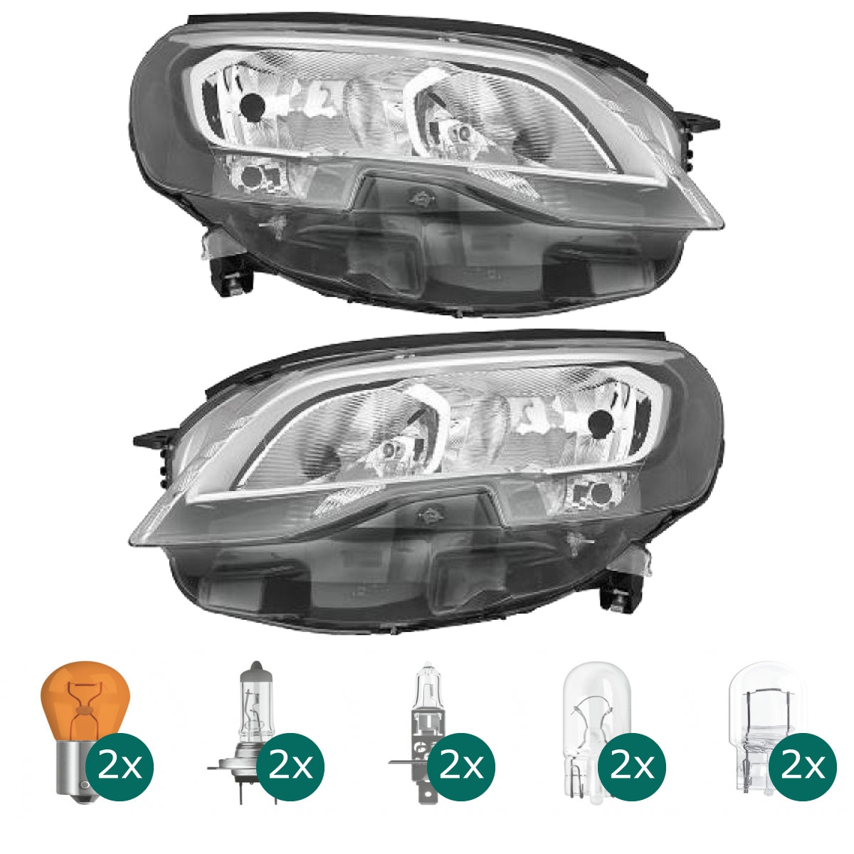 Scheinwerfer links H7/H1 passt für Peugeot Expert Bus Traveller Pritsche ab 16 inklusive Leuchtmittel/Birnen
