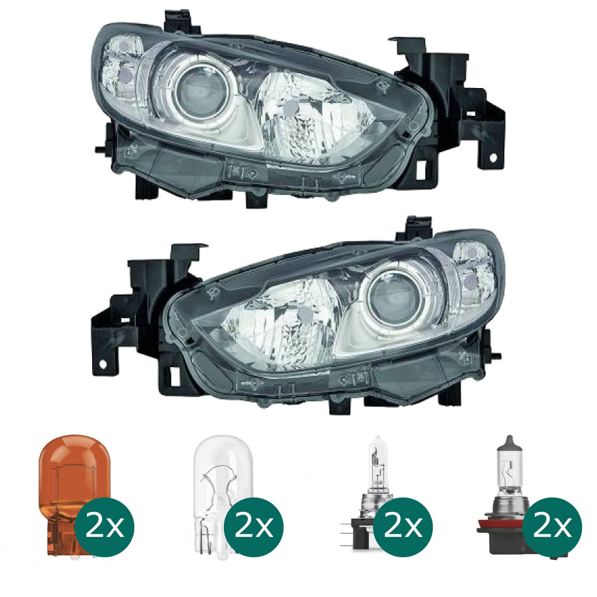 Scheinwerfer H15/H11 Depo links passt für Mazda 6 Stufenheck Kombi GJ ab 12-17 inklusive Leuchtmittel/Birnen