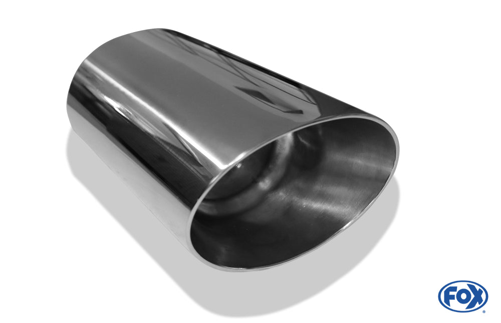 FOX Anschweißendrohr Typ 45 140 x 90 mm / Länge: 300 mm  - oval / uneingerollt / 15° abgeschrägt / mit Typ-B Einsatz