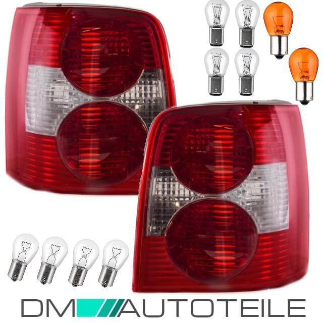 Rückleuchten SET Rot Weiß + Birnen passt für Set VW PASSAT 3BG 3B6 Variant Kombi 2000-2005