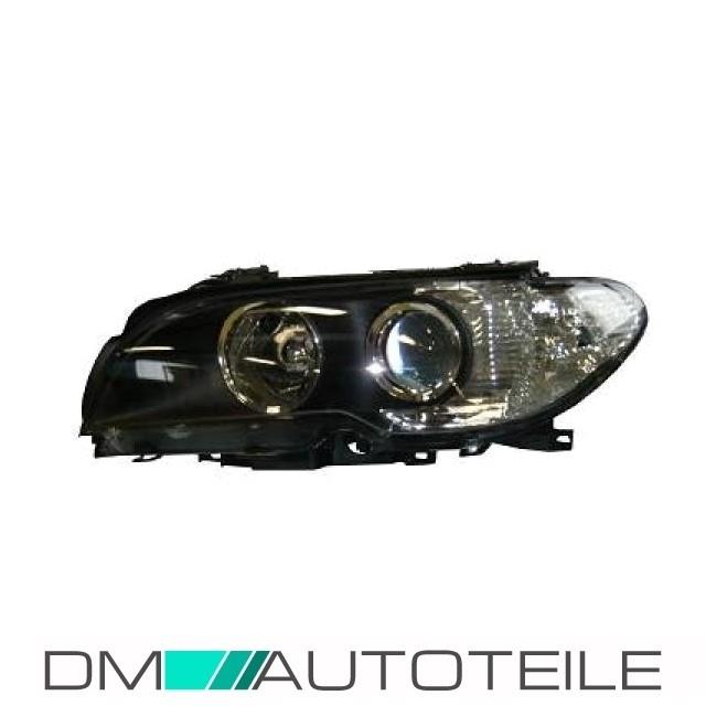 Scheinwerfer Links 03-07 H7/H7 Schwarz mit weißem Blinker +Motor passend für BMW E46 Cabrio Coupe