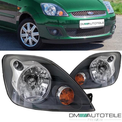 SET Ford Fiesta V MK5 JD Scheinwerfer Rechts Links Klarglas Dunkelgrau H4 01-08