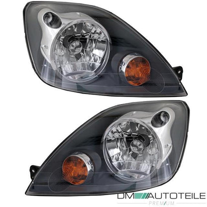 SET Ford Fiesta V MK5 JD Scheinwerfer Rechts Links Klarglas Dunkelgrau H4 01-08
