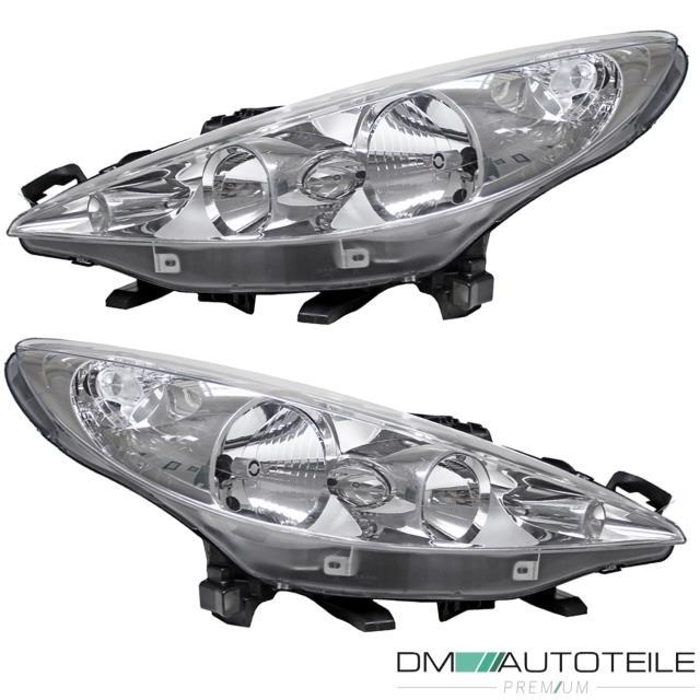 SET Peugeot 207 Scheinwerfer Links & Rechts Halogen H7/H1 06-09 mit LWR
