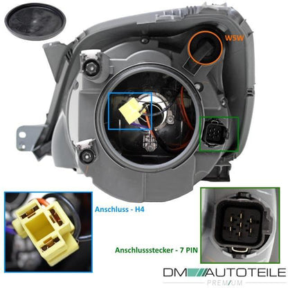 SET Ford Fiesta V MK5 JD Scheinwerfer Rechts Links Klarglas Dunkelgrau + Leuchtmittel SET bj.01-08