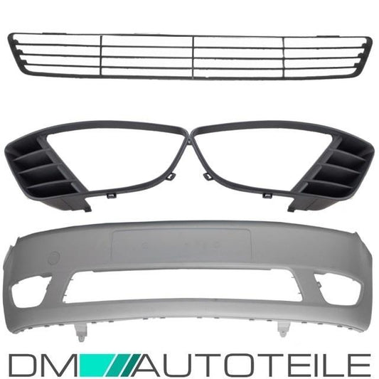 Set Ford Fiesta 5 Stoßstange vorne grundiert Bj 01-05 + Stoßstangengitter komplett für Nebelscheinwerfer