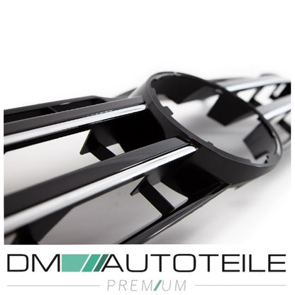 Kühlergrill passt für VW T5 GP Front Grill Schwarz Chrom-Rippen Facelift 09-15