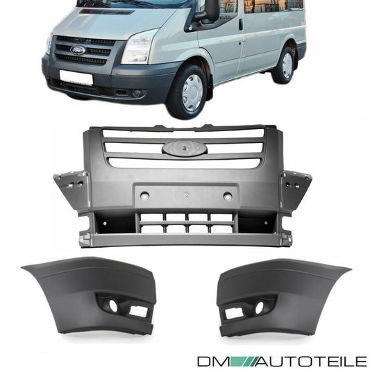 Set Ford Transit Stoßstange vorne Mitte grundiert Bj 06-12 + Stoßstangenecken Rechts & Links