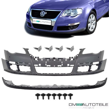 Stoßstange vorne für PDC ohne SRA + Spoiler + Schrauben passt für Set VW Passat 3C ab 05-10