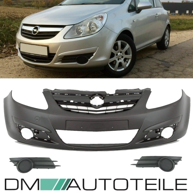 Stoßstange vorne grundiert + Gitter SET geschlossen passt für Opel Corsa D 06-11