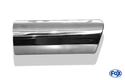 FOX Anschweißendrohr Typ 70 110x110 mm / Länge: 300 mm  - rechteckig abgerundet / eingerollt / 15°abgeschrägt / ohne Absorber