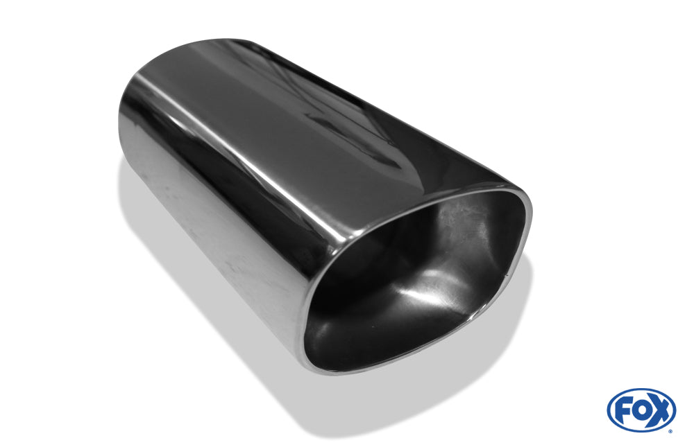 FOX Anschweißendrohr Typ 72 - 88x79 mm - Länge: 200 mm Rechteckig abgerundet / uneingerollt / 10°abgeschrägt / mit Typ-B Einsatz