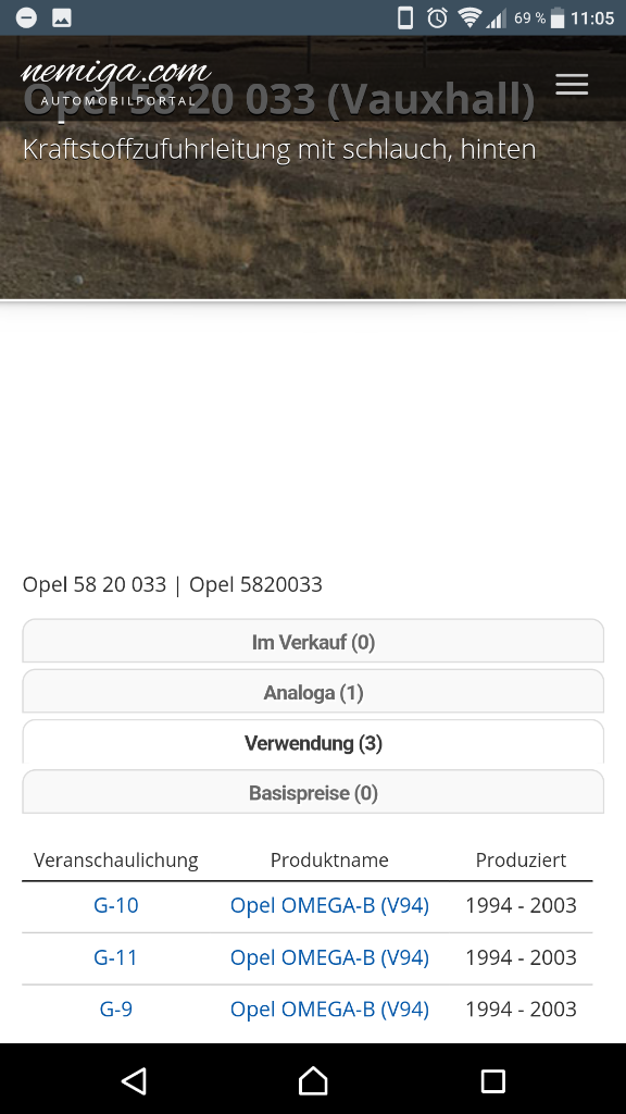 Omega B Kraftstoffzuleitung Kraftstoffleitung neu GM