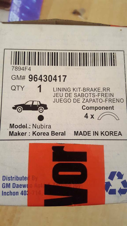 GM Chevrolet Nubira Bremsbacken Satz hinten neu original gm