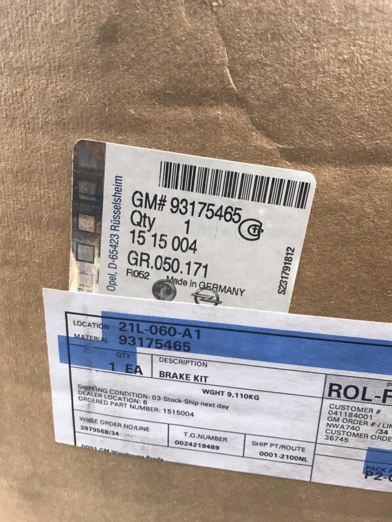 Original Gm Opel Einbausatz Bremsscheiben + Beläge Neu