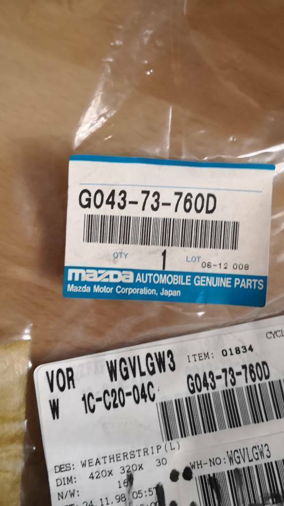Mazda 626 Türdichtung Hinten Links Neu Original Mazda