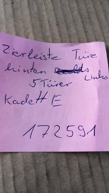 Opel Kadett E Zierleiste Tür Hinten Links Neu Original GM