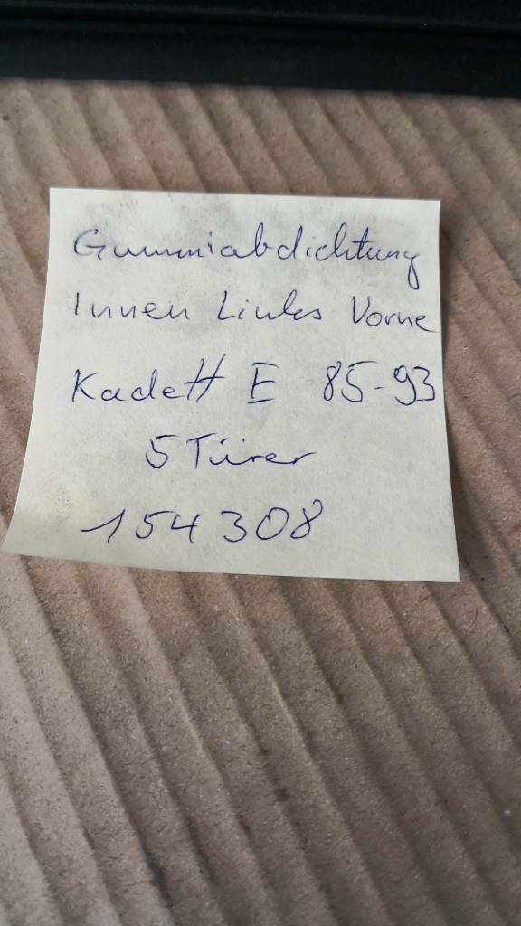 Opel Kadett E Gummiabdichtung Innen Links Vorne Neu Original GM
