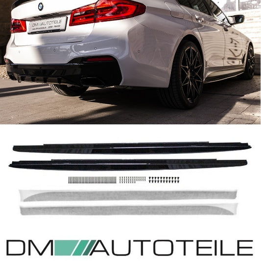 Sport-Performance Seitenschweller Schwarz +Folie Ansätze passt für BMW G30 G31 M