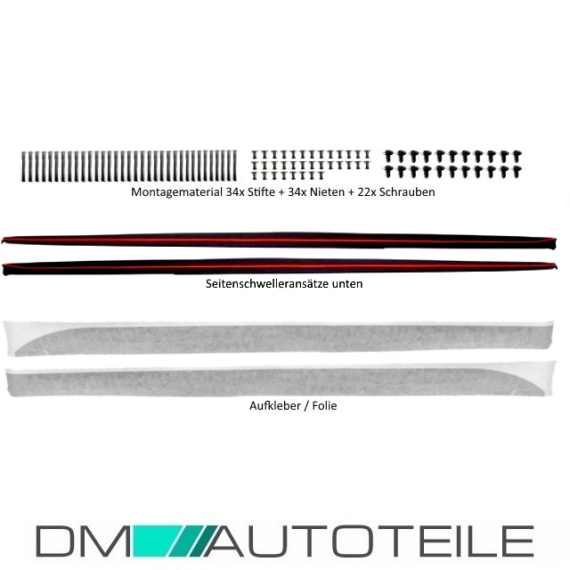 Sport-Performance Seitenschweller Ansatz hochglanz schwarz + Folie passend für BMW 4er F32 F33 F36 M-Paket