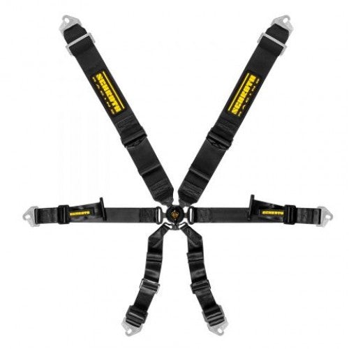 Schroth Profi 3x2 - Pull Up schwarz mit schwarz/gelbem SCHROTH RACING Logo