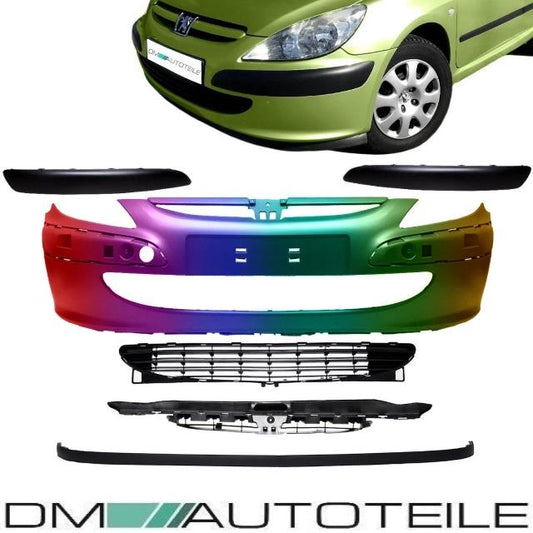 SET Peugeot 307 Bj. 01-05 Stoßstange LACKIERT + Komplett Grill + Leisten + Spoiler