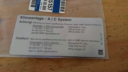 Frontera B Klimaanlage Kompressor Aufkleber neu original GM