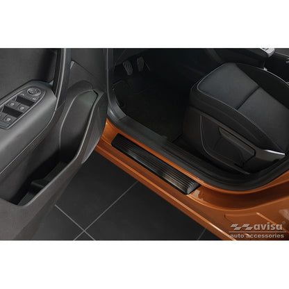Schwarz Edelstahl Einstiegsleisten passend für Renault Captur II 2020- 'Lines' - 4-Teilig