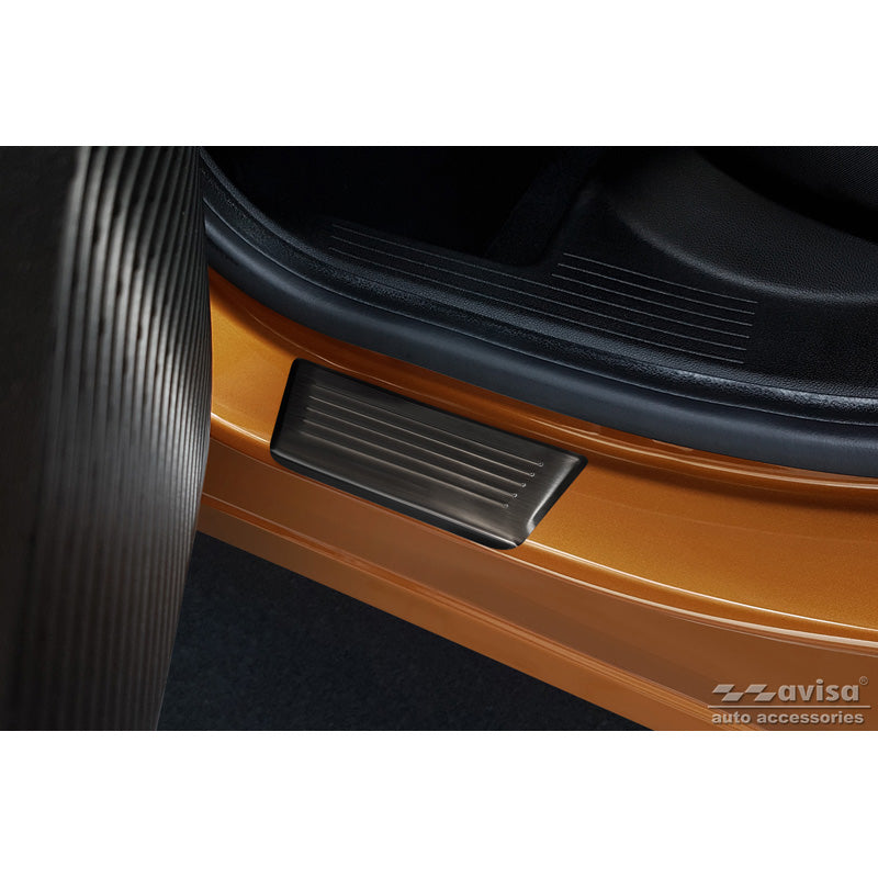 Schwarz Edelstahl Einstiegsleisten passend für Renault Captur II 2020- 'Lines' - 4-Teilig