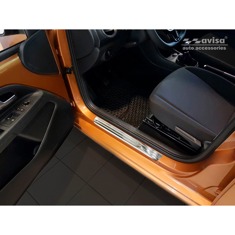 Silber Edelstahl Einstiegsleisten passend für Volkswagen Up! 2012-/Arteon 2017 incl. Shooting Brake 2020-/Tiguan 2015- incl. All Space 2017-/Golf Sportsvan 2014- - 'Special Edition' - 4-teilig