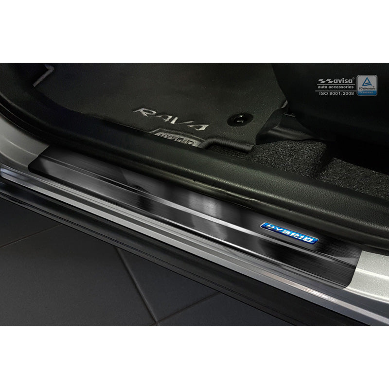 Schwarz Edelstahl Einstiegsleisten passend für Toyota C-HR 2016-2019 & Facelift 2019- & RAV4 IV FL 2016-2018  & Lexus NX 2014-2021 - 'Hybrid' - 4-teilig