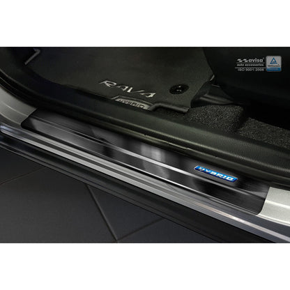 Schwarz Edelstahl Einstiegsleisten passend für Toyota C-HR 2016-2019 & Facelift 2019- & RAV4 IV FL 2016-2018  & Lexus NX 2014-2021 - 'Hybrid' - 4-teilig