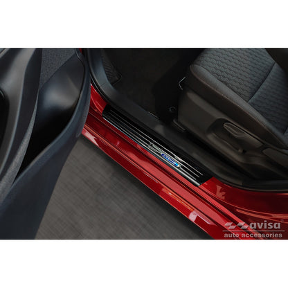 Schwarz Edelstahl Einstiegsleisten passend für Toyota Yaris IV Hatchback 2020- 'Hybrid' - 4-teilig