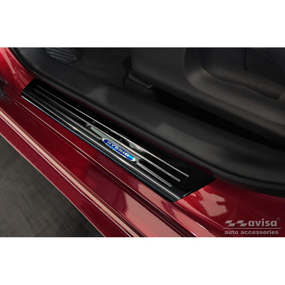 Schwarz Edelstahl Einstiegsleisten passend für Toyota Yaris IV Hatchback 2020- 'Hybrid' - 4-teilig