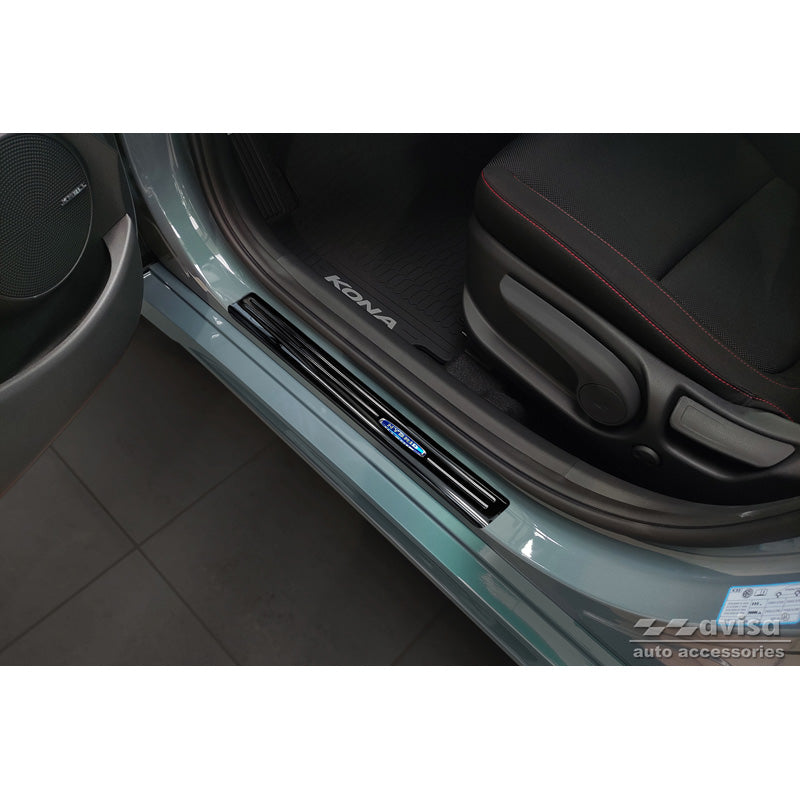 Schwarz Edelstahl Einstiegsleisten passend für Hyundai Kona 2017-2020 & FL 2020-2023 'Hybrid' - 4-teilig