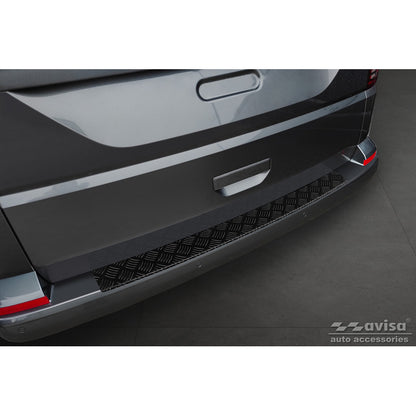 matt-Schwarz Aluminium Heckstoßstangenschutz passend für Volkswagen Transporter T6 2015- & FL 2019- (mit Heckklappe) 'Riffled plate'