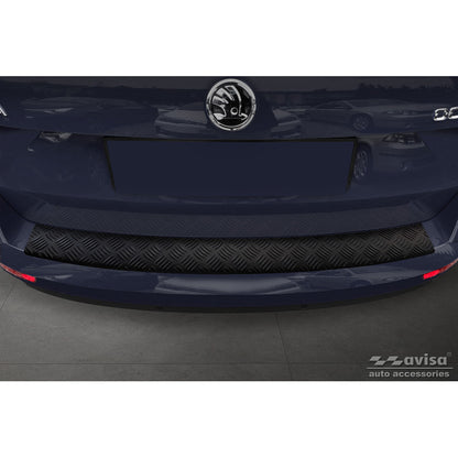 Matt-Schwarz Aluminium Heckstoßstangenschutz passend für Skoda Octavia III Kombi Facelift 2017-2020 'Riffled Plate'