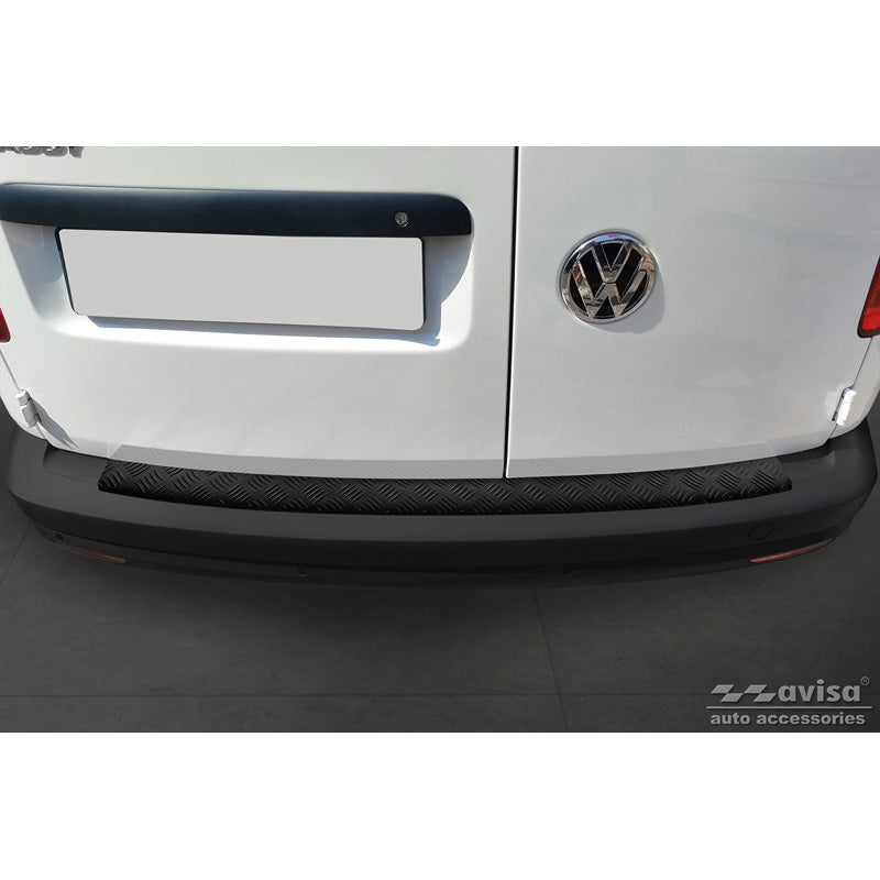 Matt-Schwarz Aluminium Heckstoßstangenschutz passend für Volkswagen Caddy 2004-2015 & FL 2015-2020 'Riffled Plate'